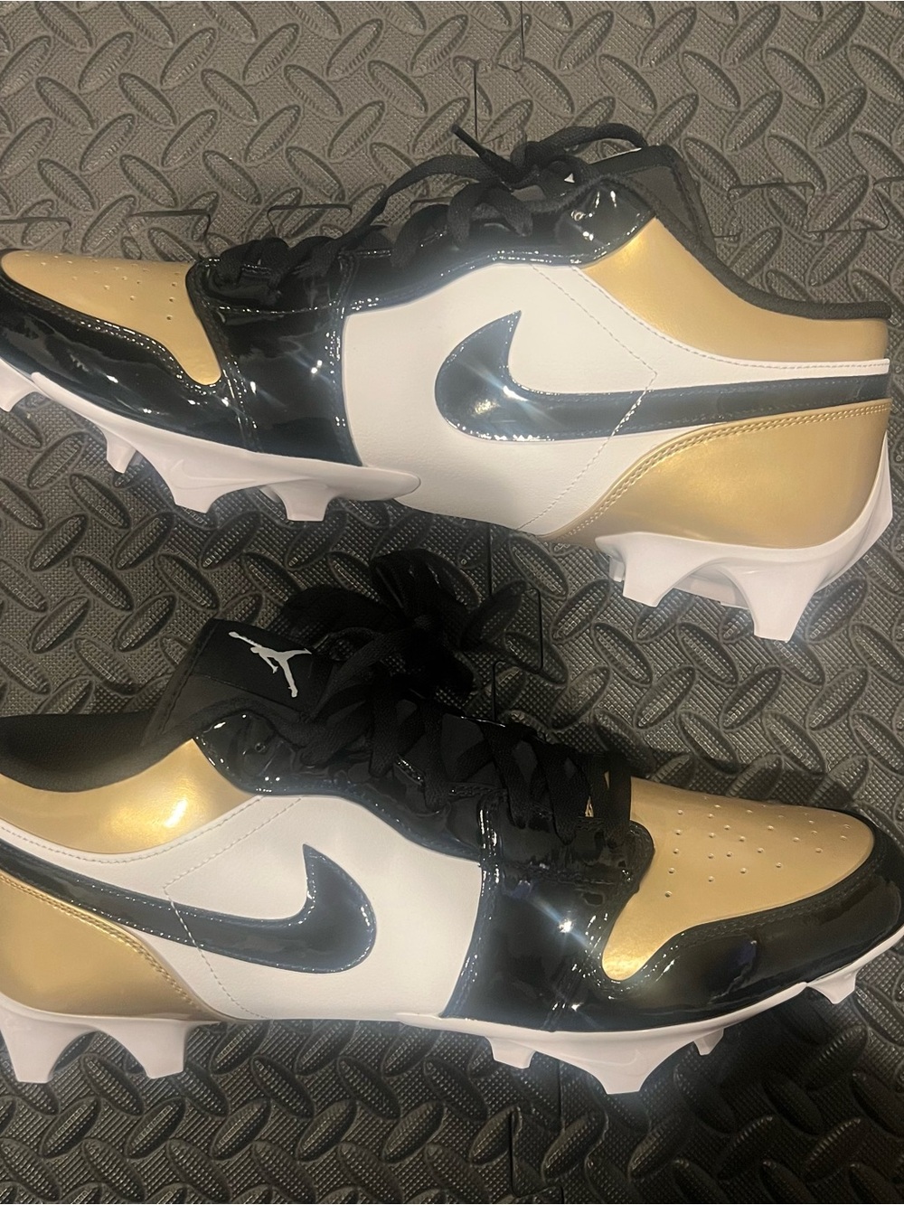 Nike Air Jordan 1 Low TD Cleat ‘Gold Toe’ FJ6245-701 Size 16